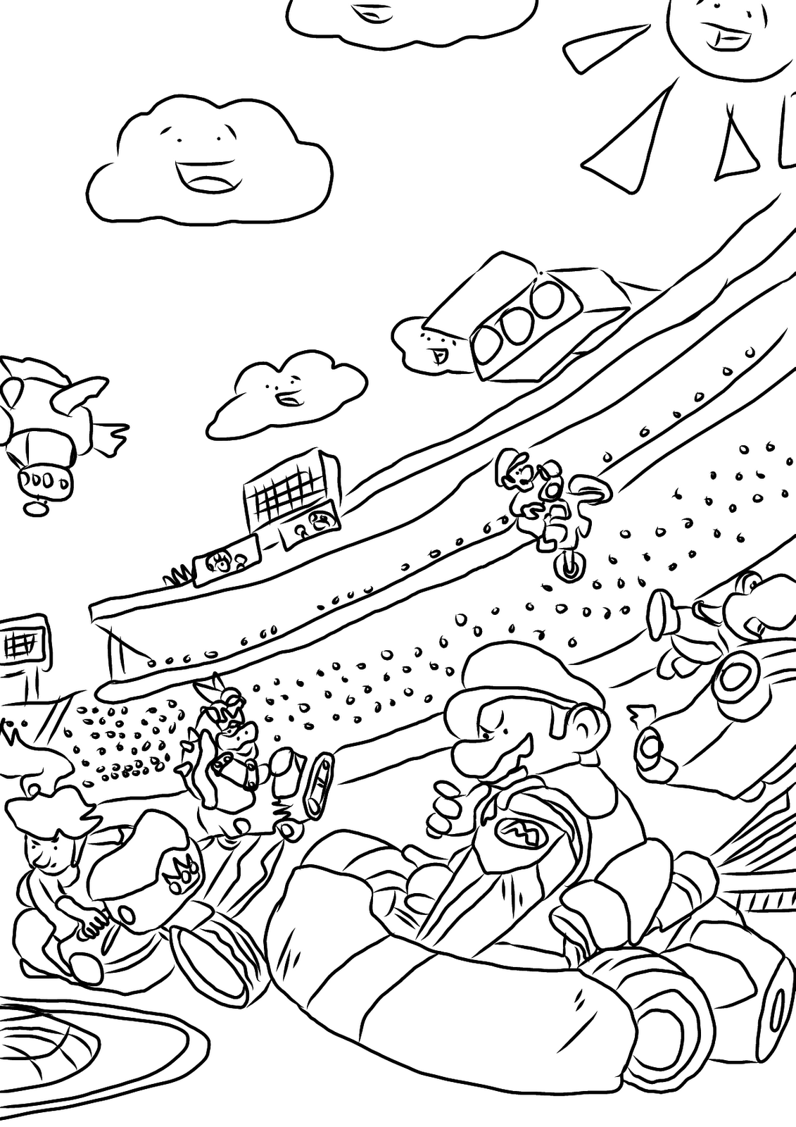Coloriage Mario Kart gratuit à imprimer