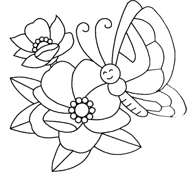 Coloriage fleur papillon