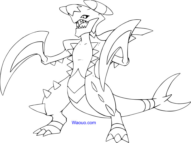 Mega Carchacrok Pokemon coloring page