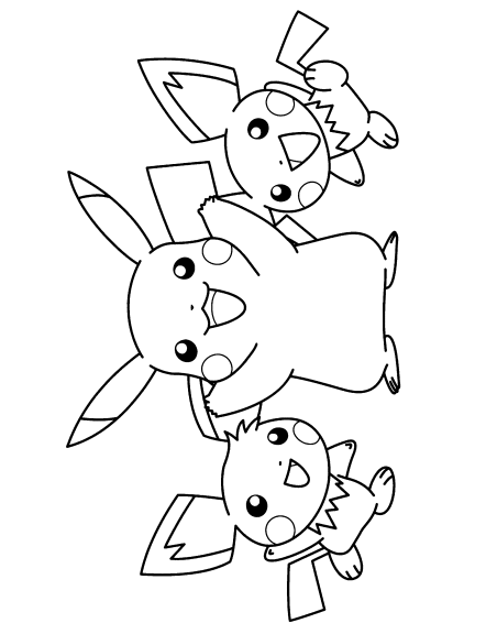 Disegno di Pikachu e Pichu da colorare