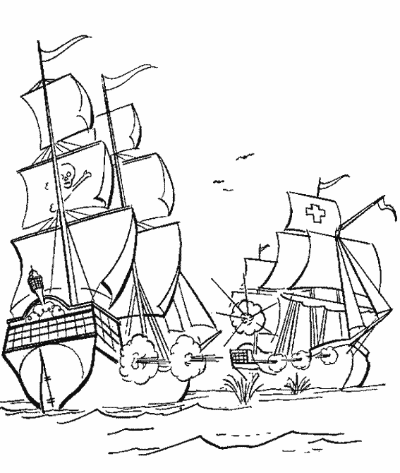 Bateau pirate coloriage