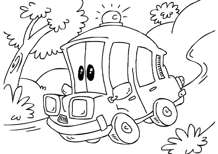 Funny Ambulance coloring page