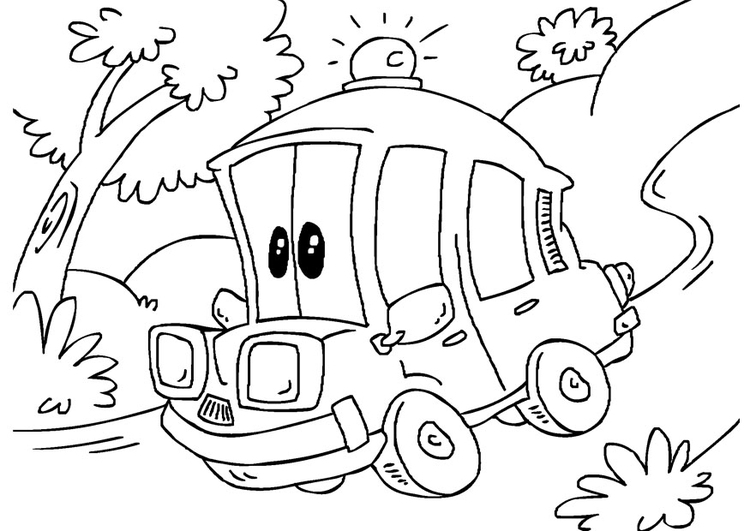 Coloriage ambulance marrante