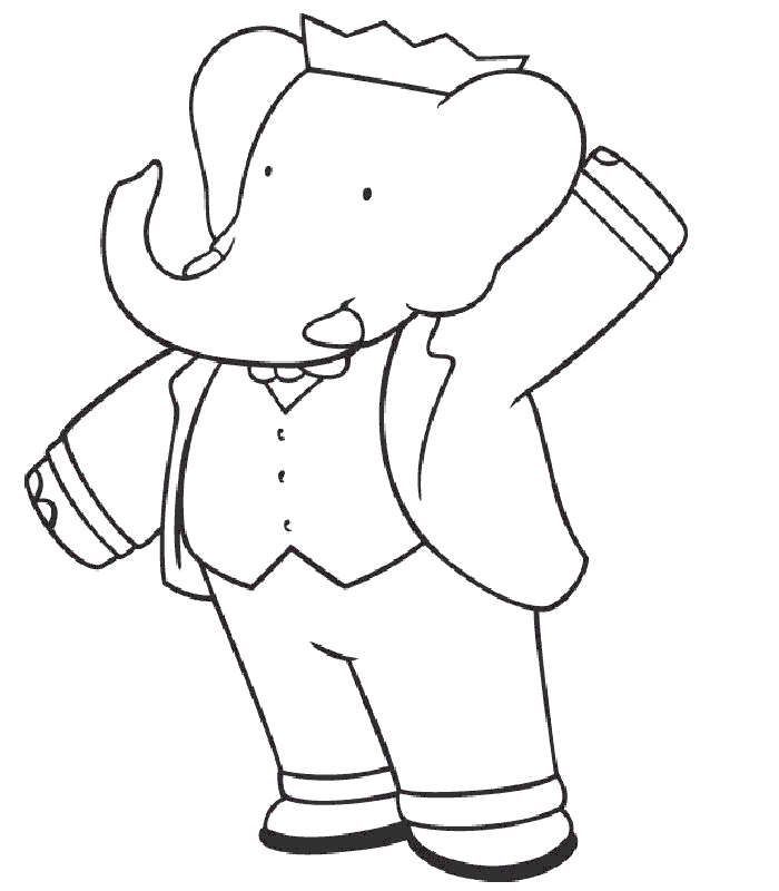 Disegno di Elefante Babar da colorare 2