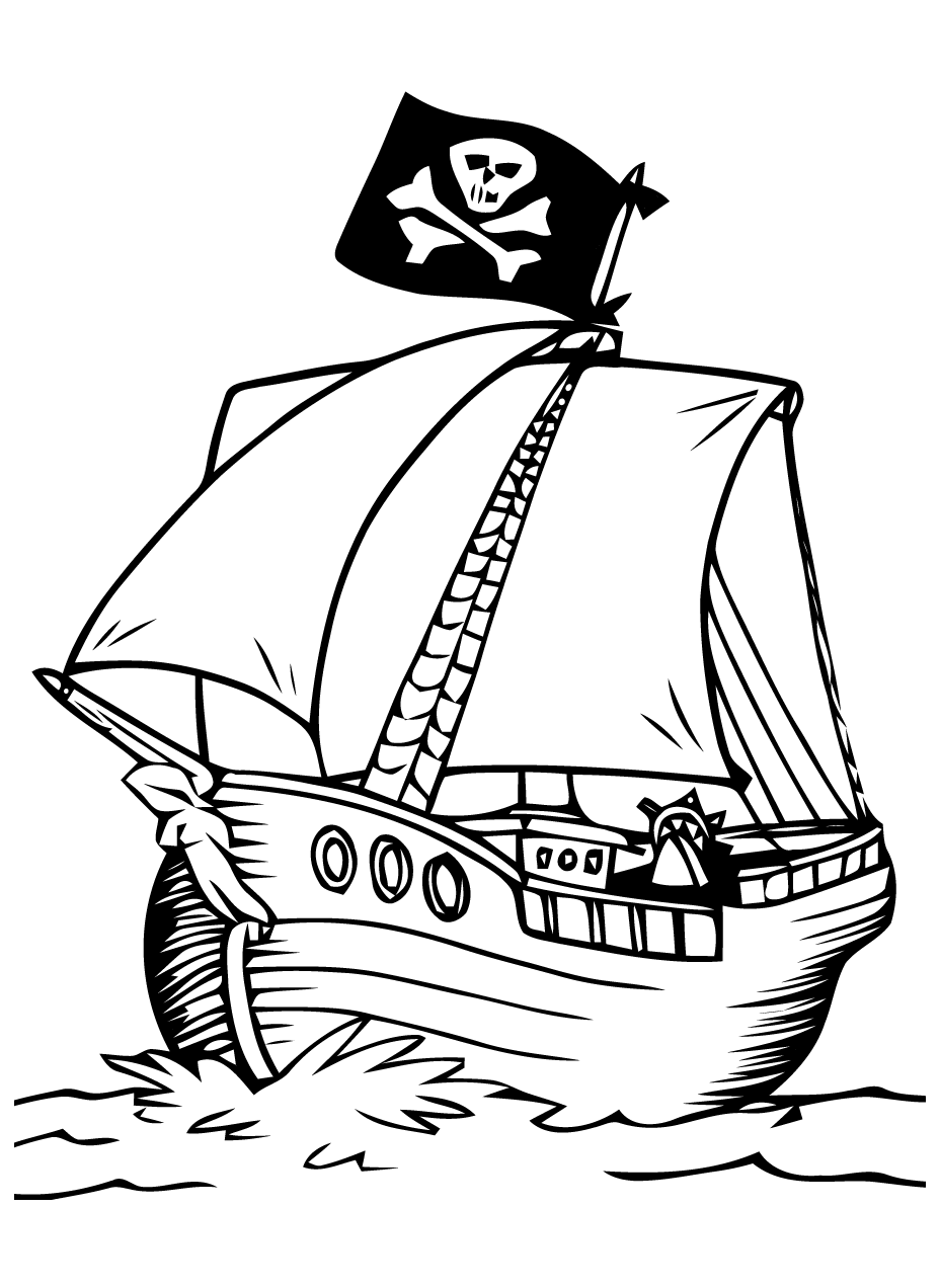 Coloriage bateau de pirate à imprimer
