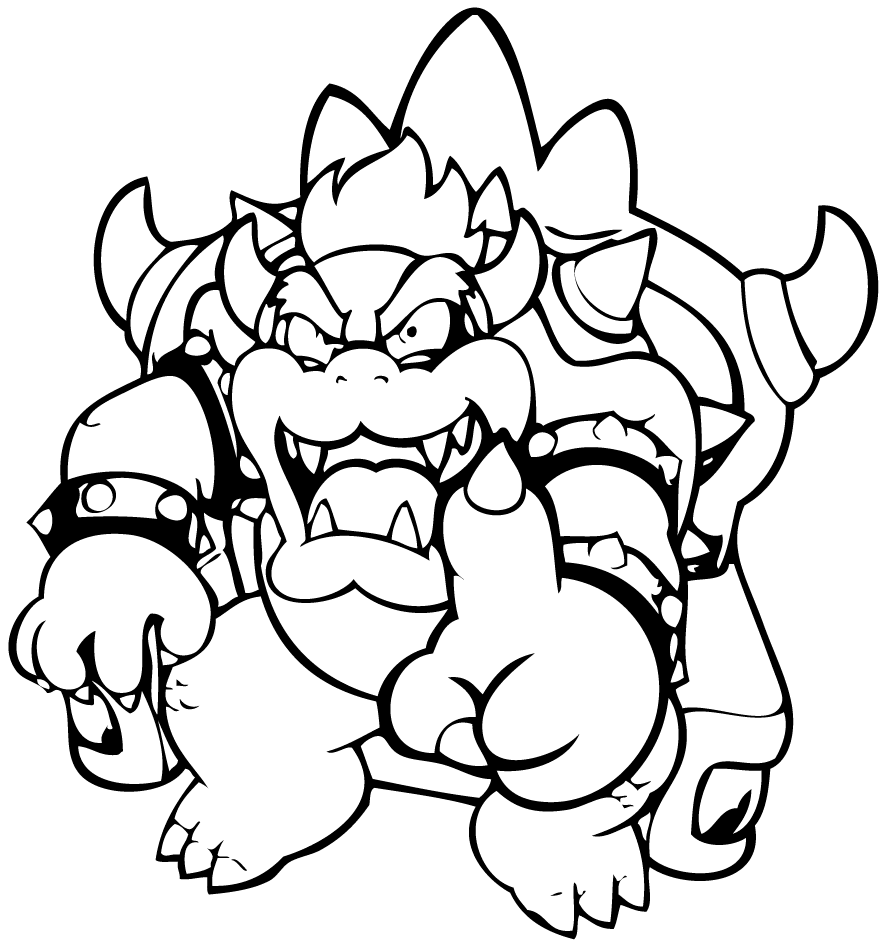 Disegno di Bowser libero da colorare