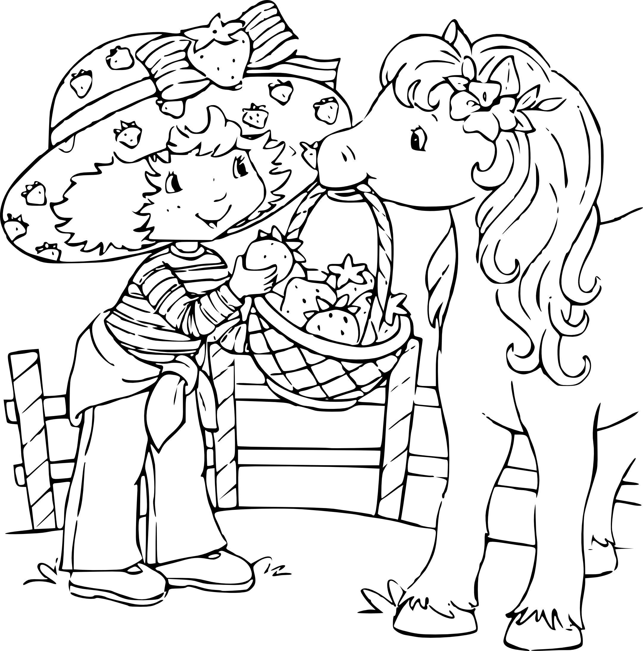 Strawberry Shortcake And Its Horse coloring page