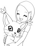 Kari Kamiya Gatomon Digimon coloring page