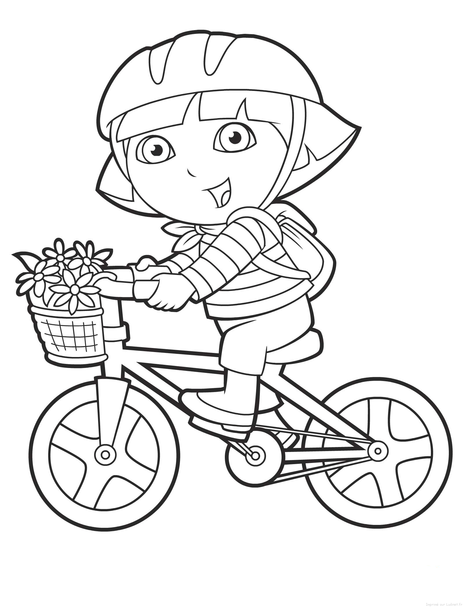 Disegno di Dora in bicicletta da colorare
