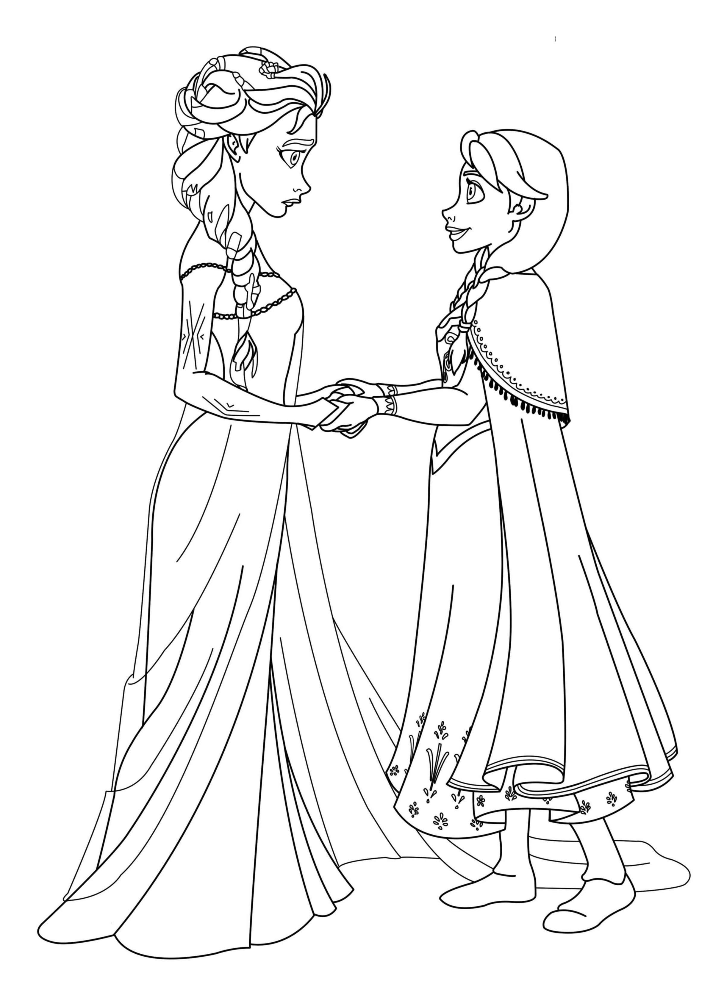 Disegno di Elsa Anna da Frozen da colorare