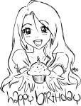 Birthday Manga Girl coloring page