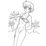 Coloriage fille plage