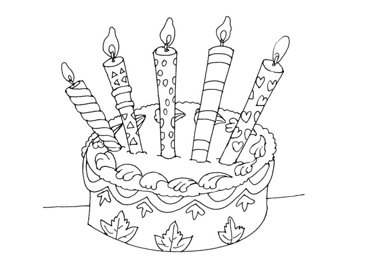 Disegno di Torta di compleanno da colorare 2