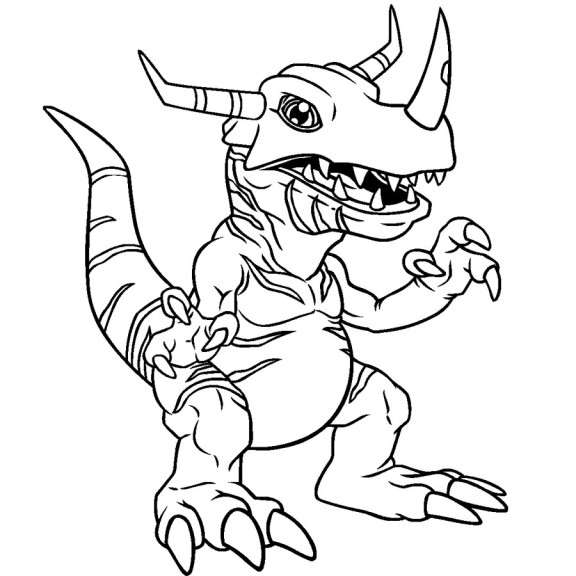 Greymon Digimon coloring page