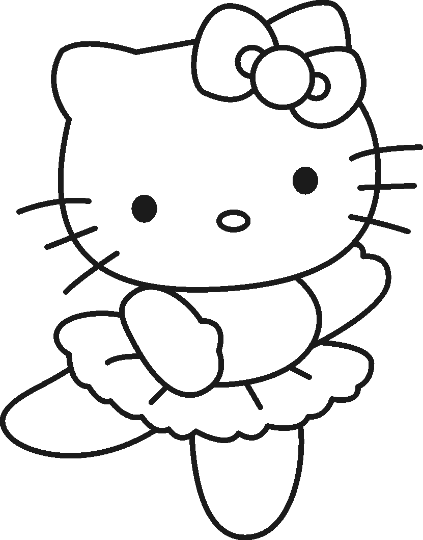 Disegno di Ballerina di Hello Kitty da colorare