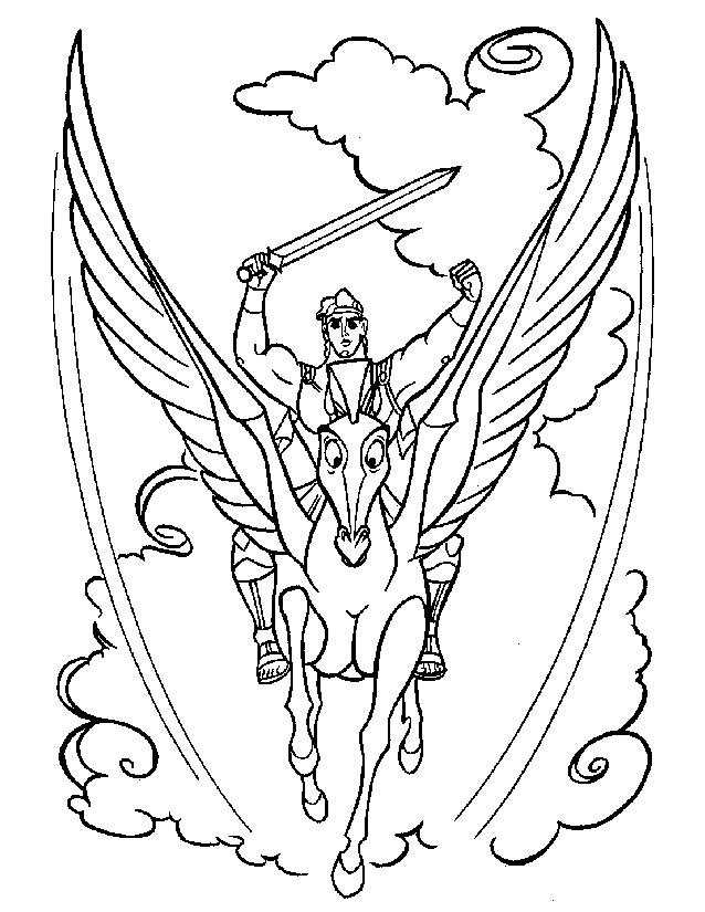 Hercules Pegase coloring page