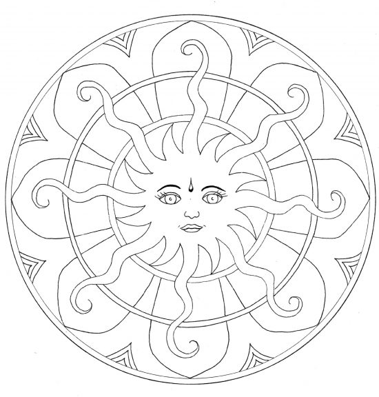 Disegno di Mandala del sole da colorare