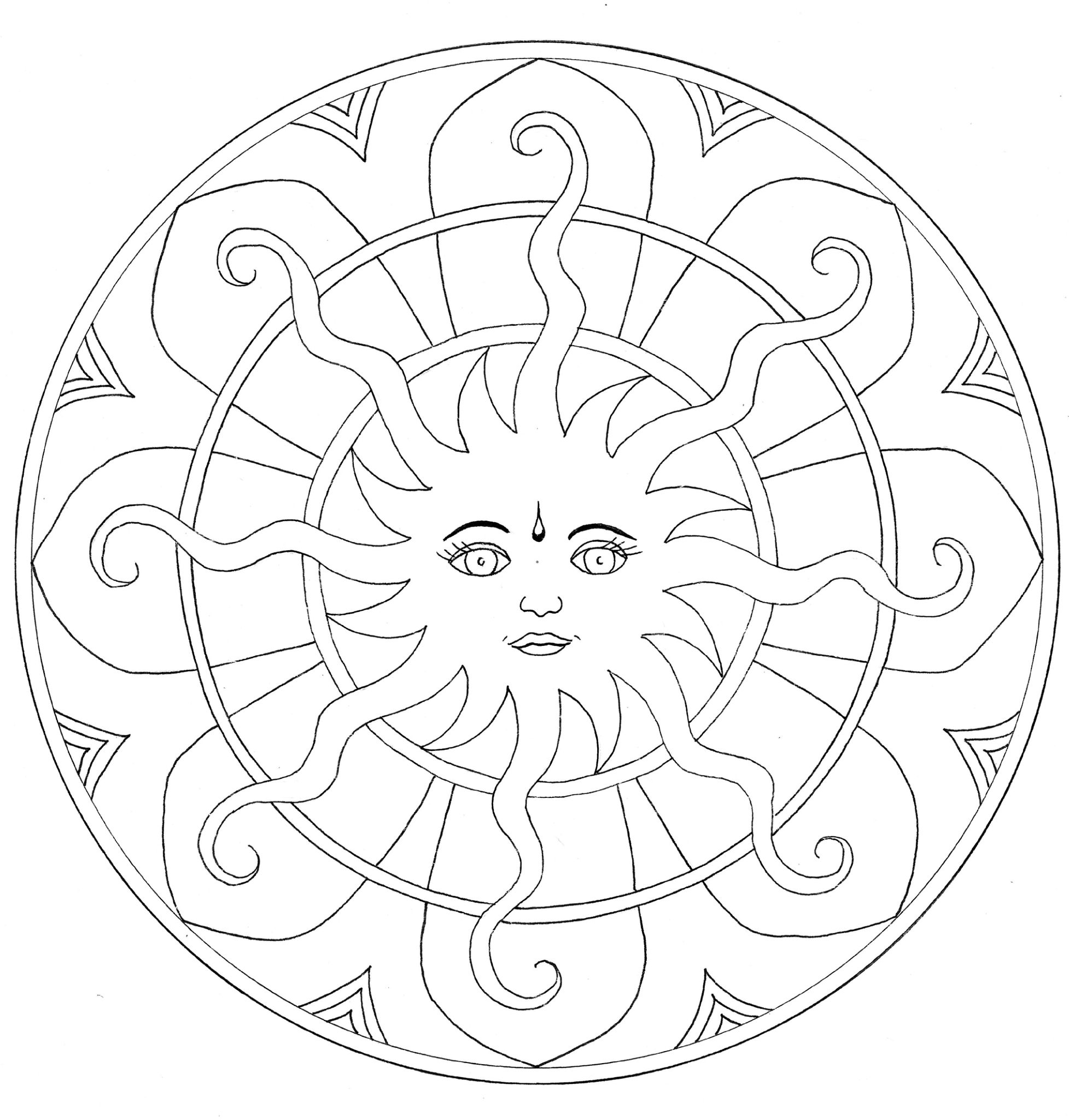 Disegno di Mandala del sole da colorare