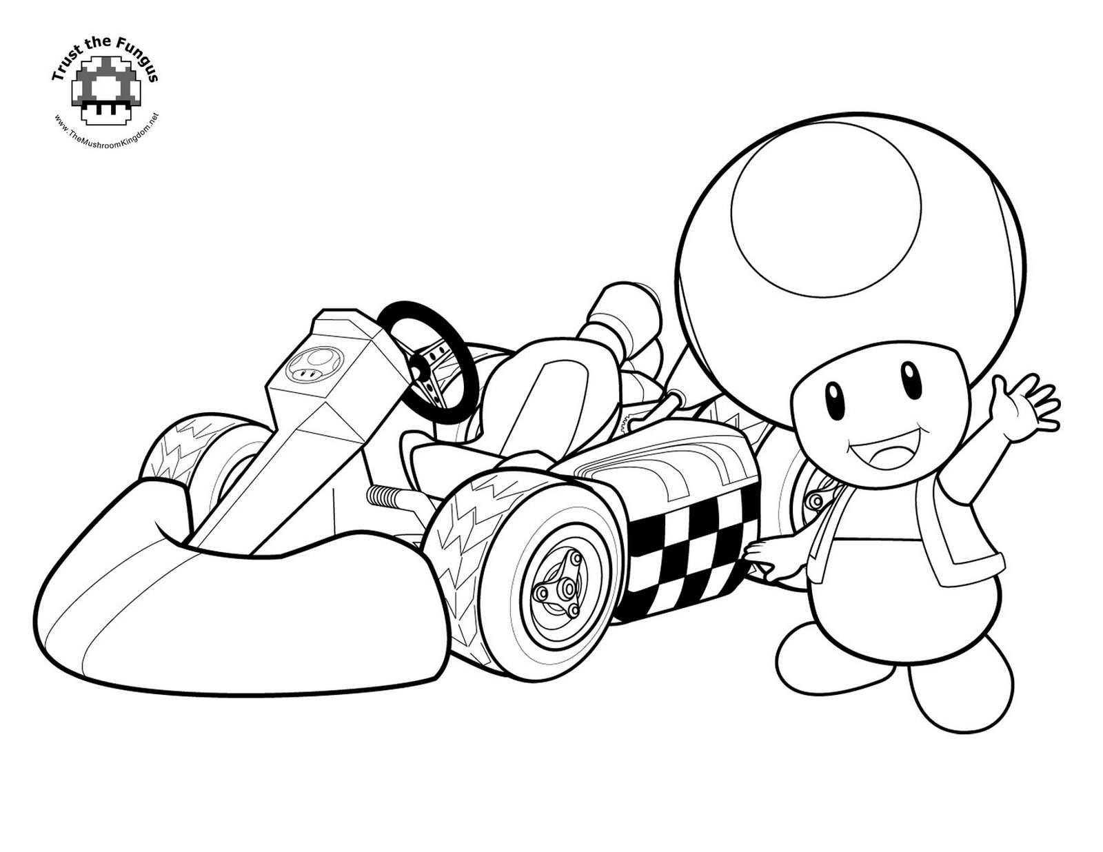 Toad Mario Kart coloring page