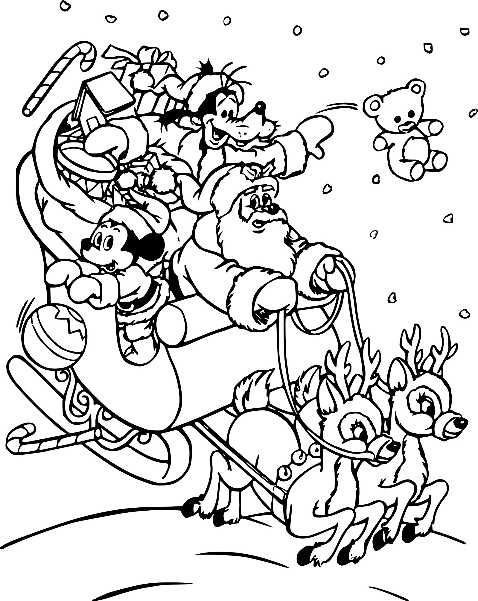 Mickey Goofy Christmas coloring page