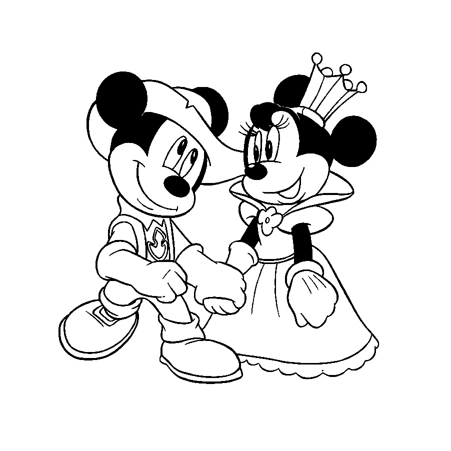 Prince Mickey And Princess Minnie coloring page