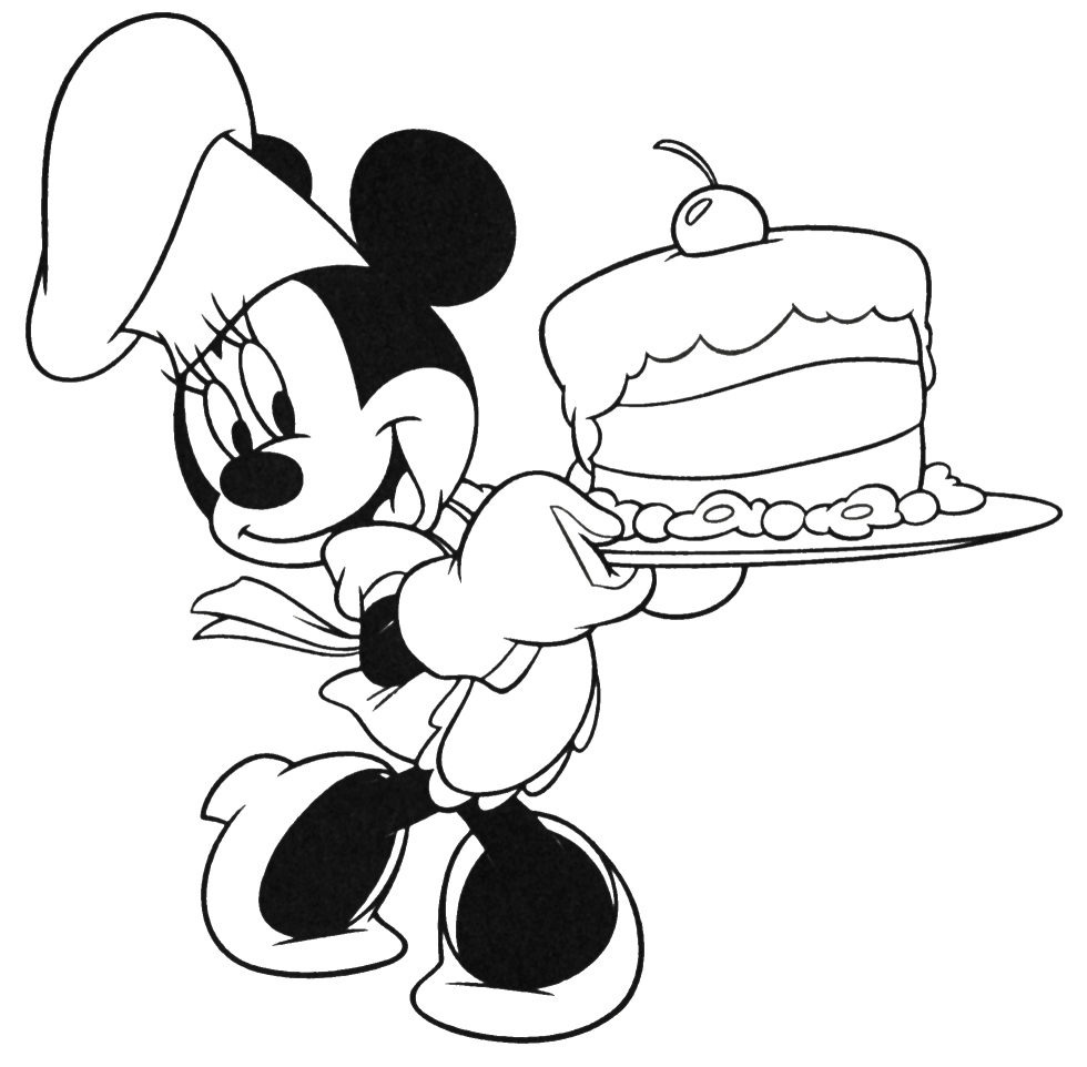 Coloriage Minnie gateau anniversaire