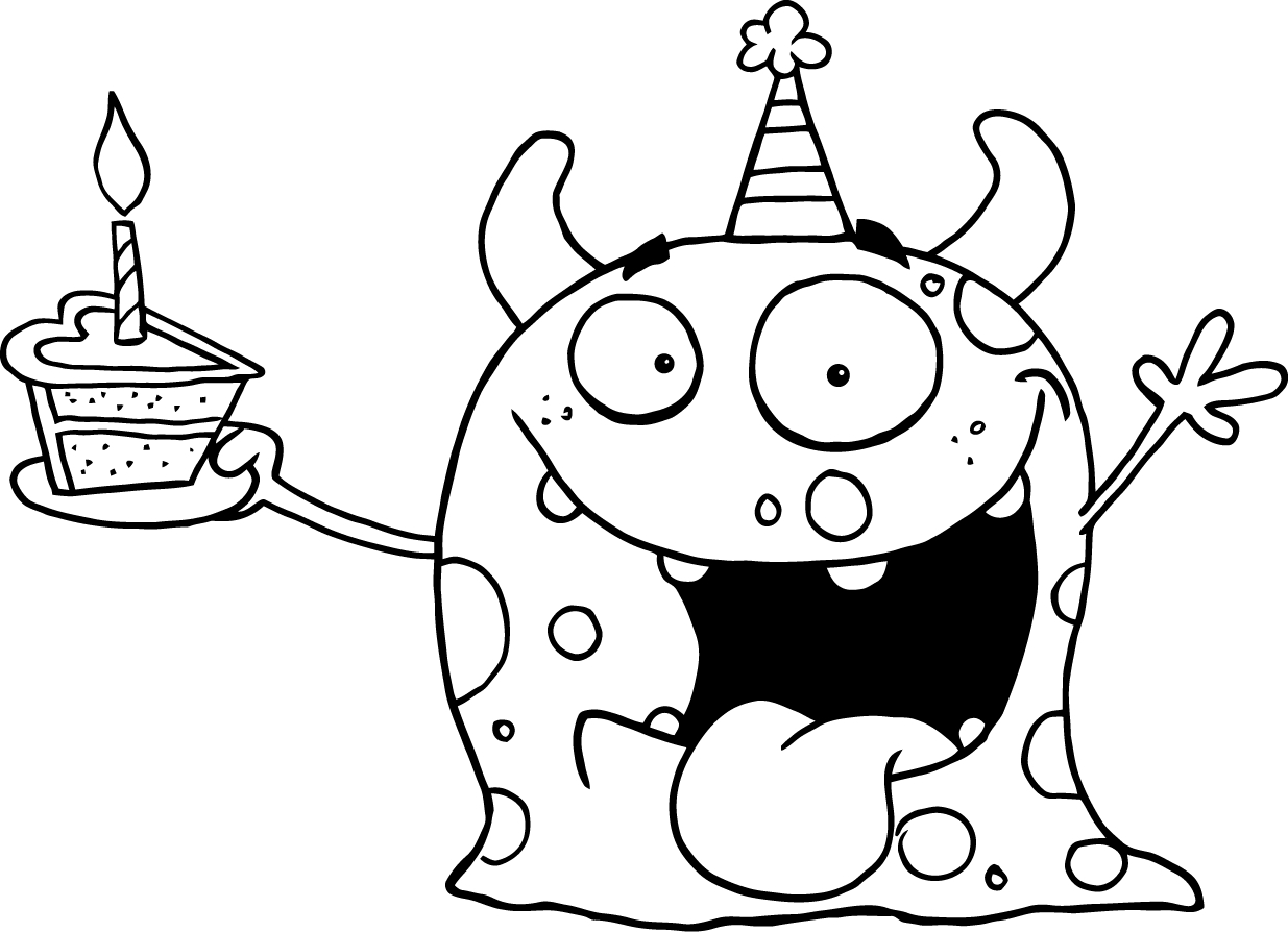 Monster Birthday coloring page