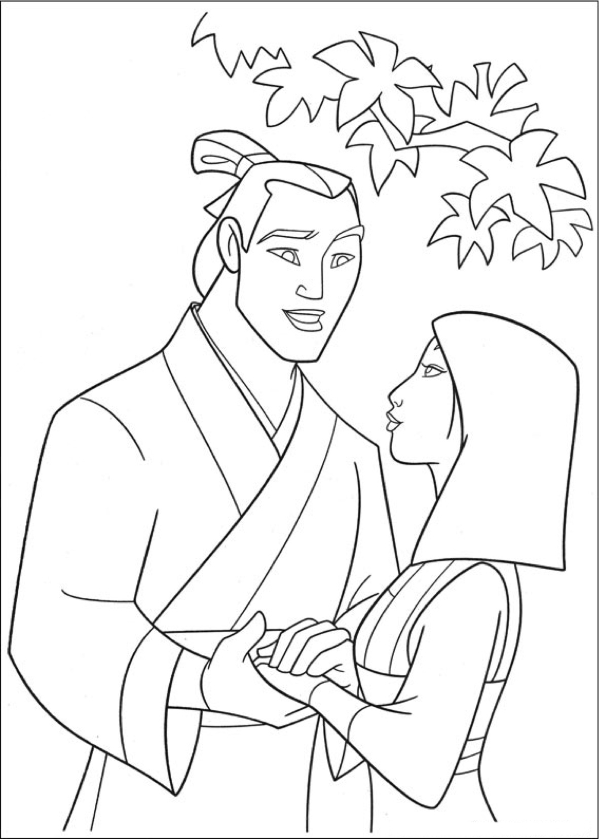 Mulan And Shang coloring page