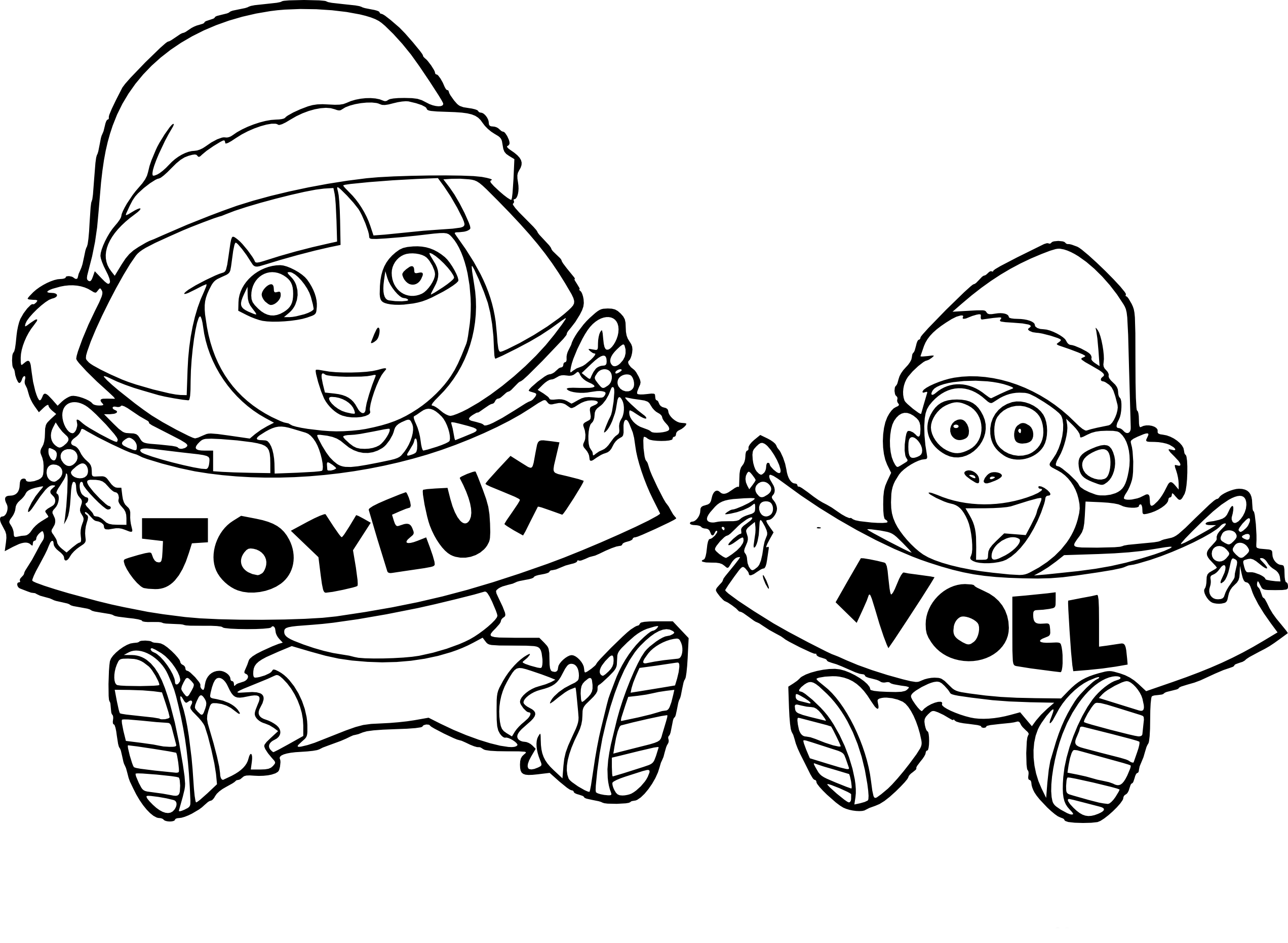 Dora The Explorer Merry Christmas coloring page