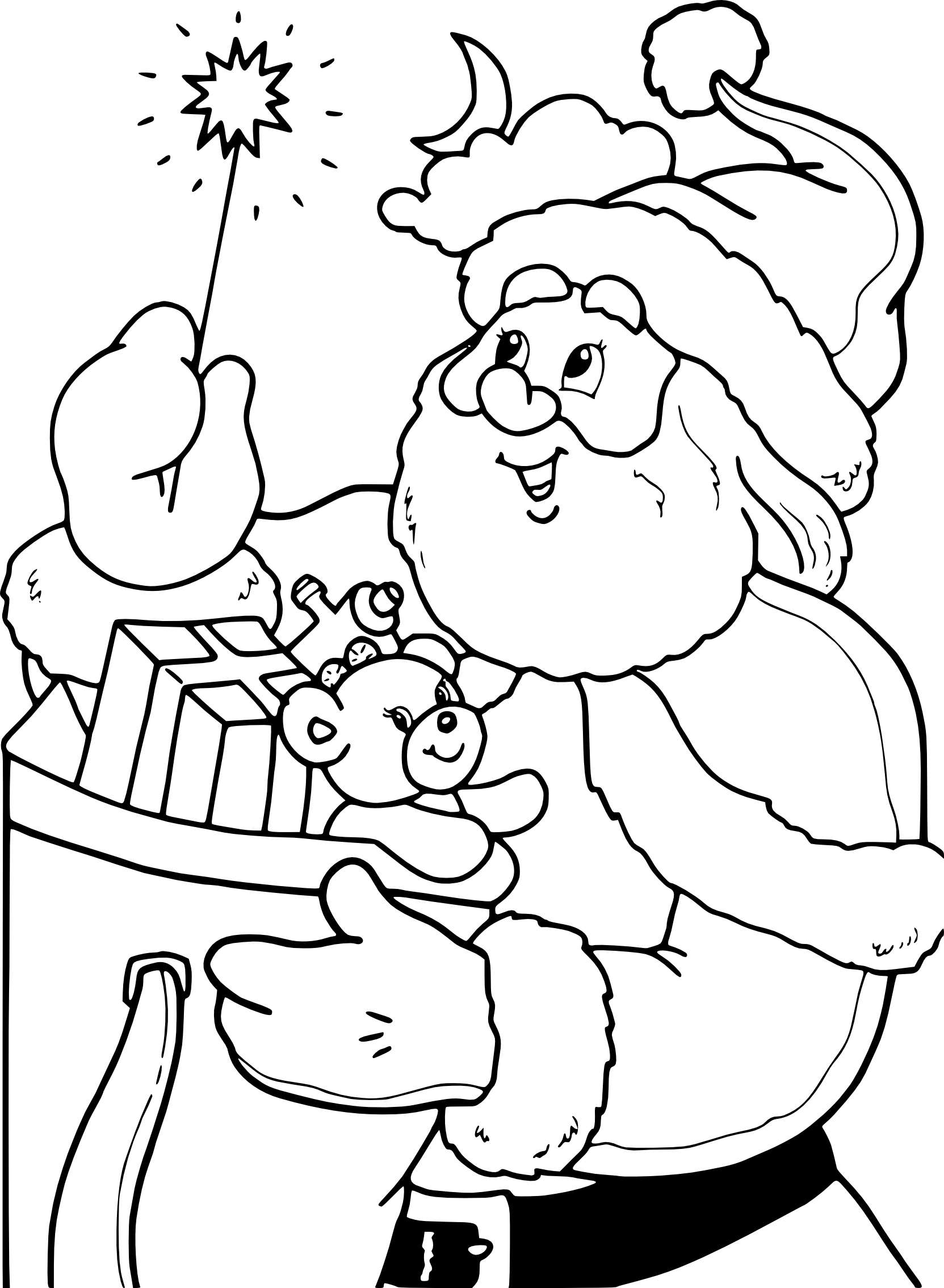 Disegno di Babbo Natale e la bacchetta magica da colorare
