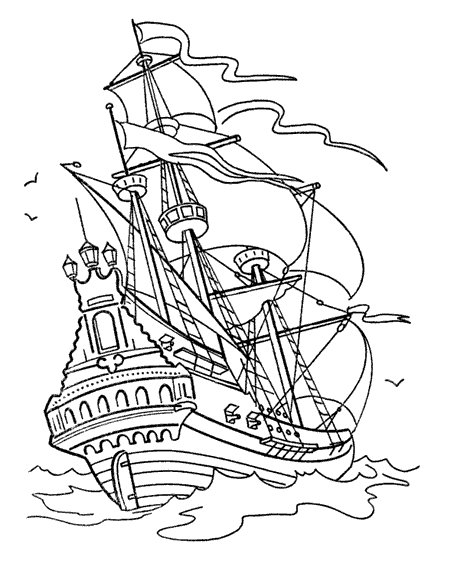 Disegno di Nave pirata da colorare