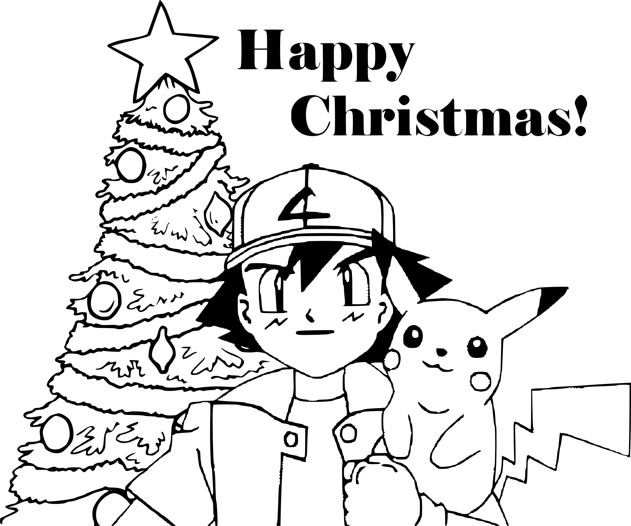 Pokemon Christmas coloring page