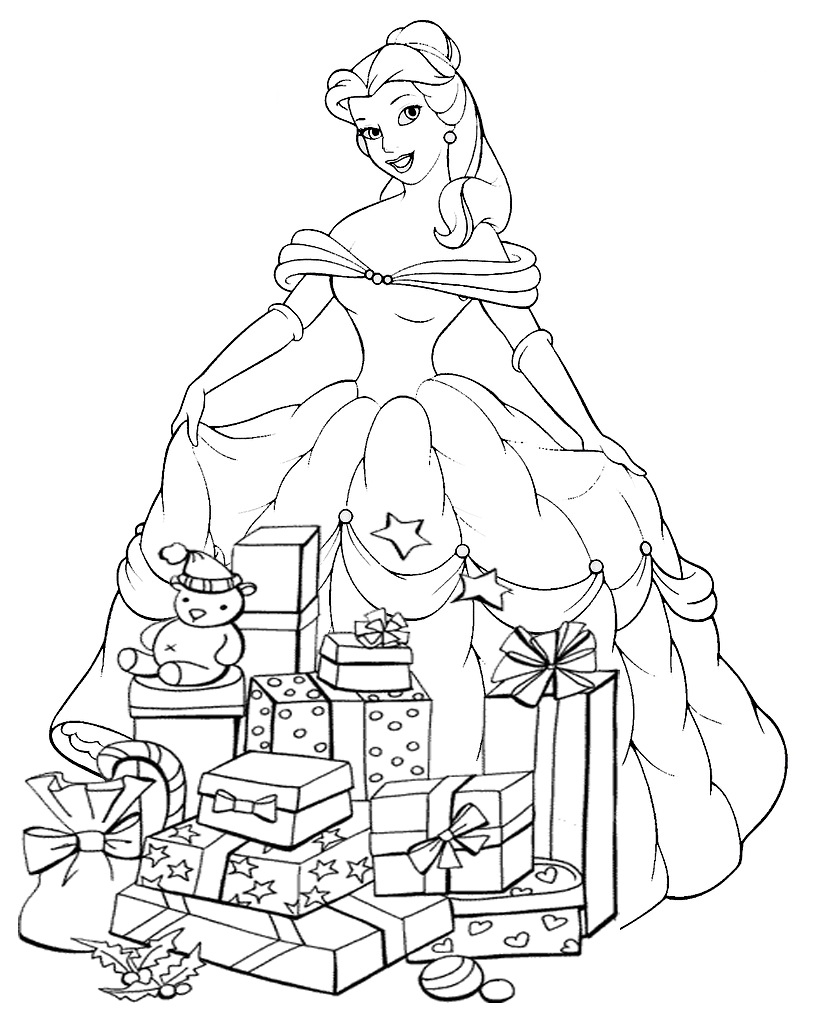 Disney Princess At Christmas coloring page