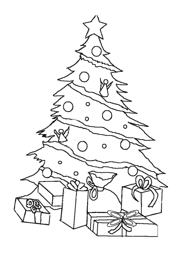 Coloriage Sapin De Noël Cadeaux à Imprimer