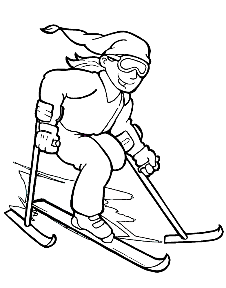 Skier On Snow coloring page