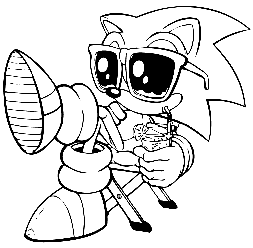 Coloriage Sonic au soleil