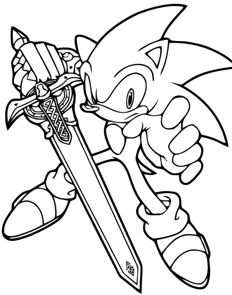Coloriage Sonic épée