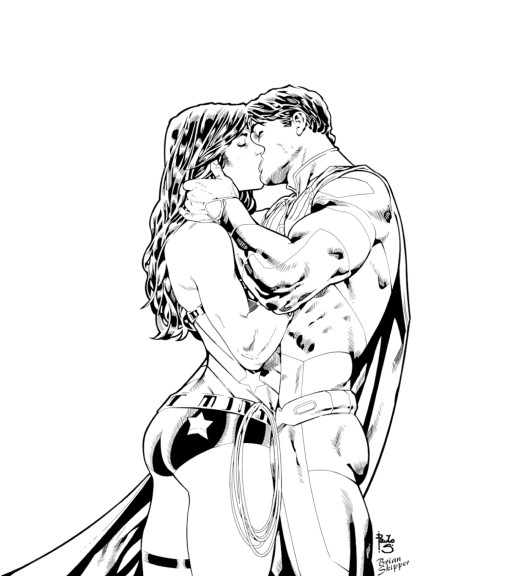 Superman Wonder Woman In Love coloring page