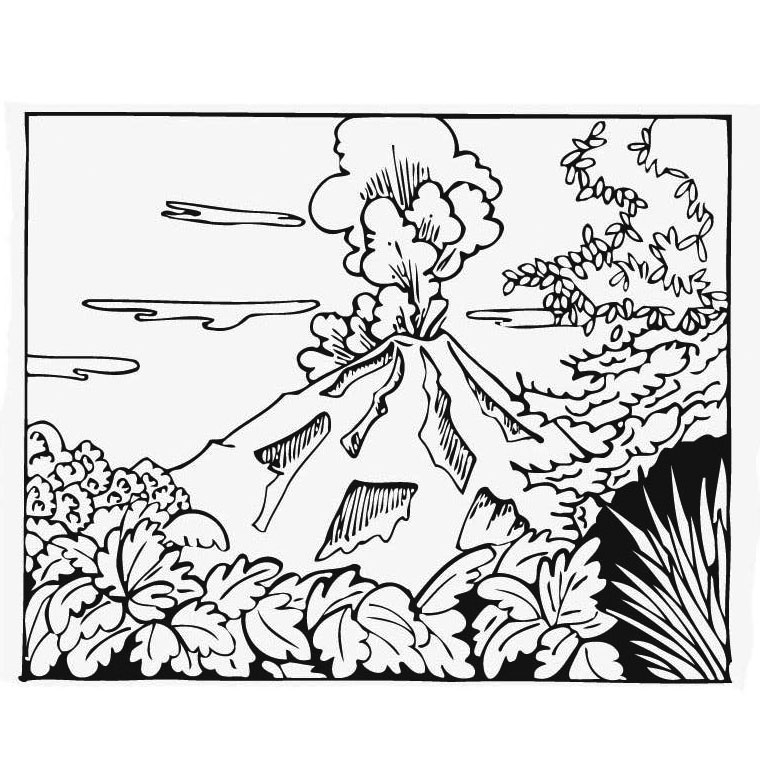 Volcano coloring page