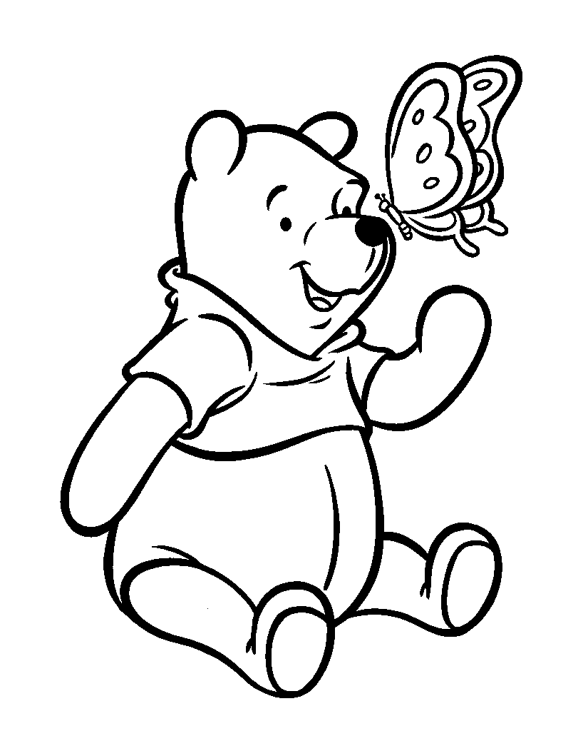 Disegno di L'orso Winnie la farfalla da colorare