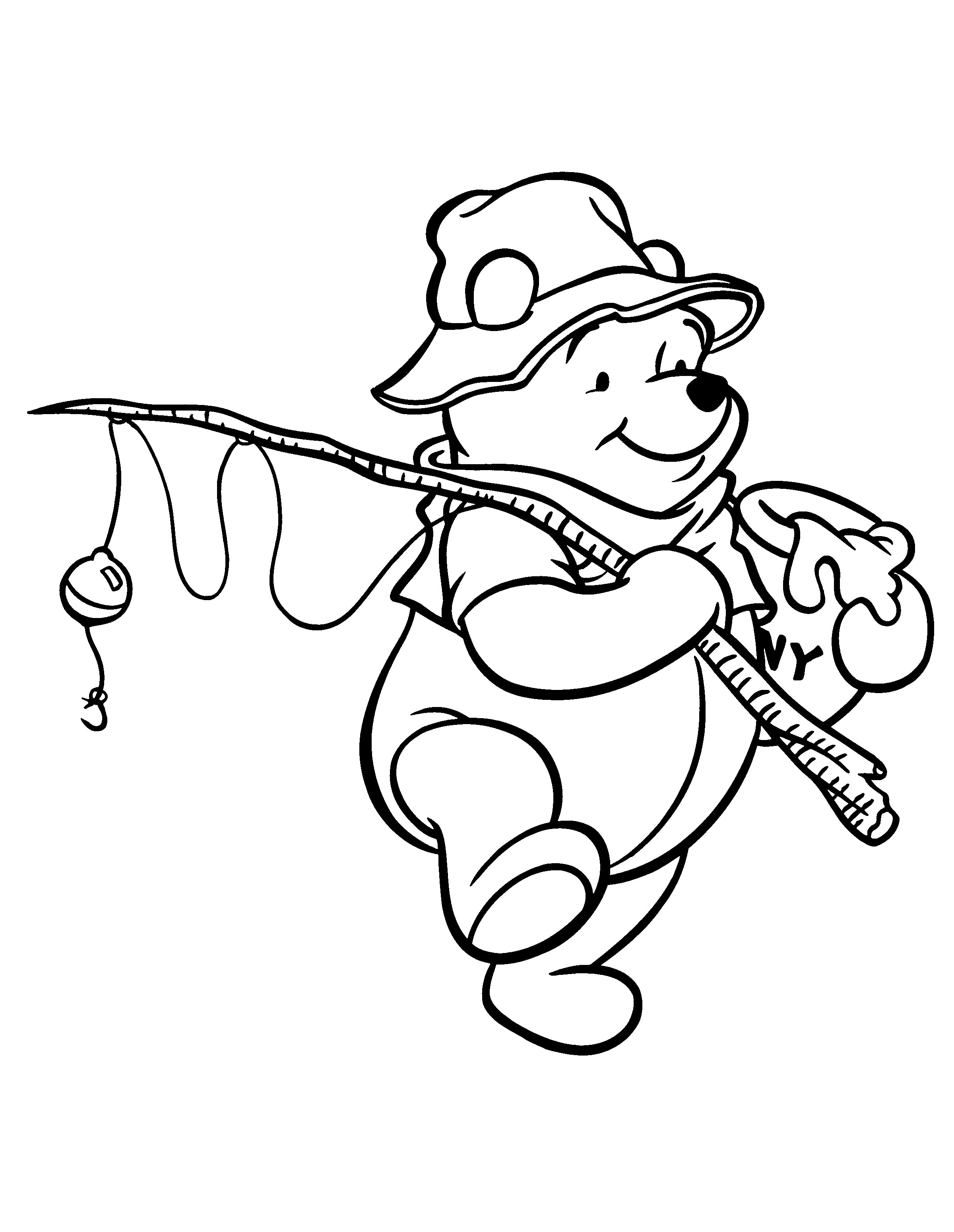 Disegno di Winnie The Pooh a pesca da colorare