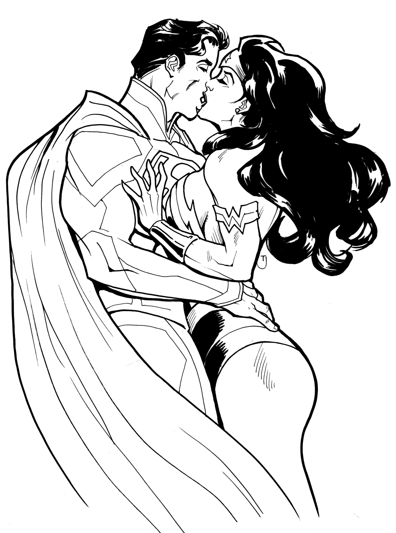 Disegno di Wonder Woman innamorata da colorare