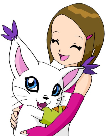 Disegno di Kari Kamiya Gatomon Digimon da colorare