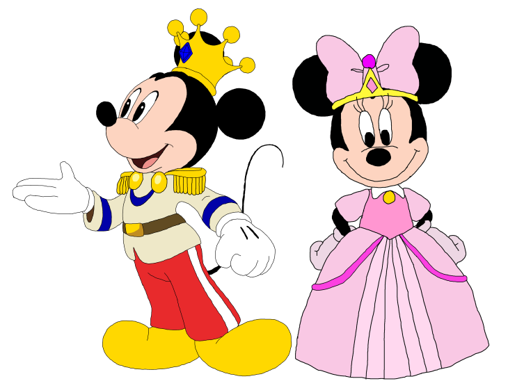 Disegno di Il principe Topolino e la principessa Minnie da colorare