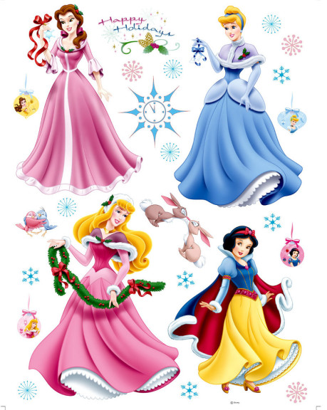 Disegno di Principessa Disney a Natale da colorare