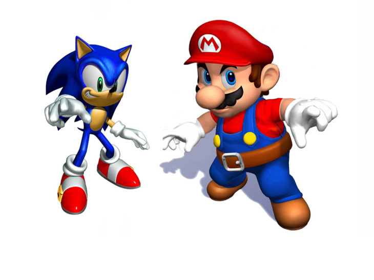 Disegno di Sonic e Mario da colorare