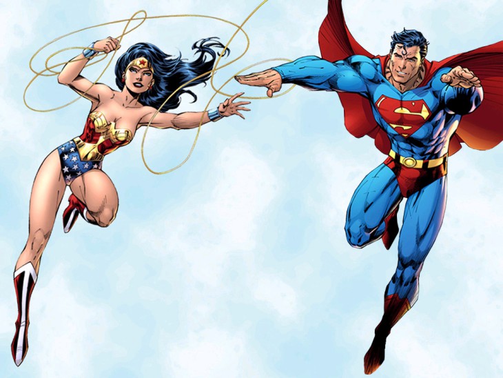 Disegno di Superman e Wonder Woman da colorare 2