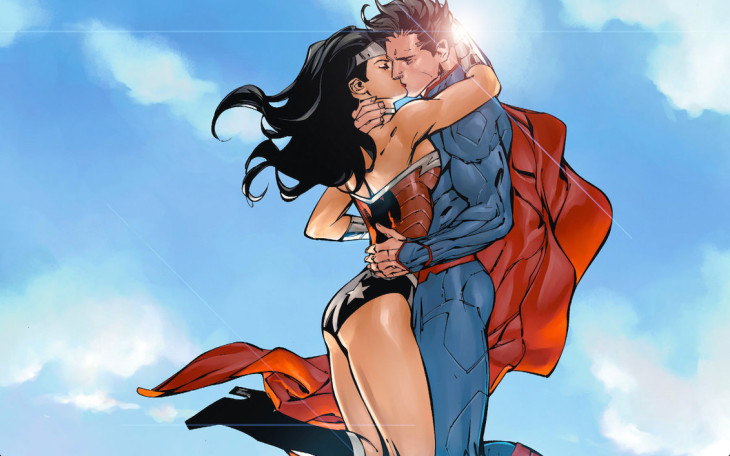 Disegno di Superman Wonder Woman innamorato da colorare