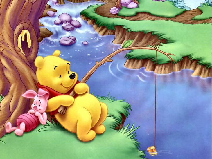 Disegno di Winnie The Pooh a pesca da colorare