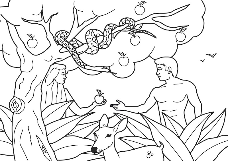 Coloriage Adam et Eve